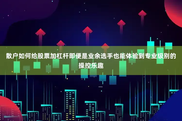 散户如何给股票加杠杆即便是业余选手也能体验到专业级别的操控乐趣